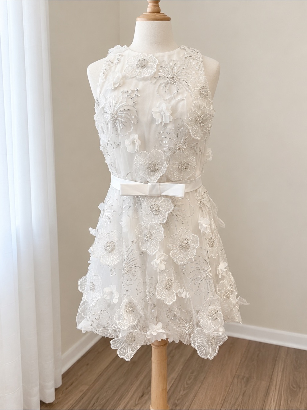 Dress the Population White Floral Embroidered Mini Dress